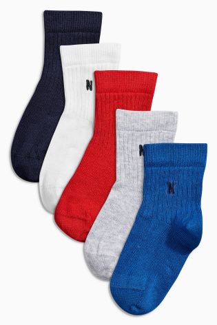 Multi Solid Rib Socks Five Pack (0mths-12yrs)